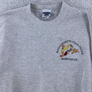 Massachusetts State Police Bomb Squad Sweatshirt Mens Large Gray Lee Heavyweight